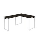 Ver imagem 2 de Escrivaninha Mesa Escritório em L Estilo Kuadra 120cm Industrial Carvalho Dark E Branco Chess