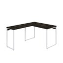 Ver imagem 2 de Escrivaninha Mesa Escritório em L Estilo Kuadra 120cm Industrial Carvalho Dark e Branco Chess Marrom