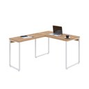 Ver imagem 4 de Escrivaninha Mesa Escritório em L Estilo Kuadra 120cm Industrial Lamina Mel e Branco Marrom