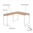 Ver imagem 5 de Escrivaninha Mesa Escritório em L Estilo Kuadra 120cm Industrial Lamina Mel e Branco Marrom