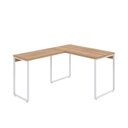 Ver imagem 2 de Escrivaninha Mesa Escritório em L Estilo Kuadra 120cm Industrial Lamina Mel e Branco Marrom