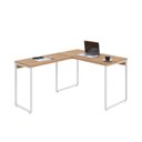 Ver imagem 4 de Escrivaninha Mesa Escritório em L Estilo Kuadra 120cm Industrial Lamina Mel E Branco