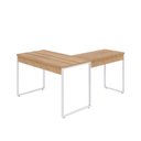 Ver imagem 6 de Escrivaninha Mesa Escritório em L Estilo Kuadra 120cm Industrial Lamina Mel E Branco