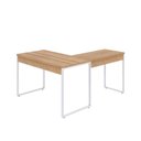 Ver imagem 6 de Escrivaninha Mesa Escritório em L Estilo Kuadra 120cm Industrial Lamina Mel e Branco Marrom