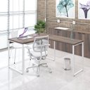 Ver mais imagens de Escrivaninha Mesa Escritório em L Estilo Kuadra 120cm Industrial Nogal e Branco Marrom