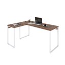 Ver imagem 4 de Escrivaninha Mesa Escritório em L Estilo Kuadra 120cm Industrial Nogal e Branco Marrom