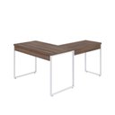 Ver imagem 6 de Escrivaninha Mesa Escritório em L Estilo Kuadra 120cm Industrial Nogal e Branco Marrom