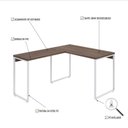 Ver imagem 5 de Escrivaninha Mesa Escritório em L Estilo Kuadra 120cm Industrial Nogal e Branco Marrom