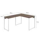 Ver imagem 3 de Escrivaninha Mesa Escritório em L Estilo Kuadra 120cm Industrial Nogal e Branco Marrom