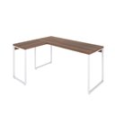 Ver imagem 2 de Escrivaninha Mesa Escritório em L Estilo Kuadra 120cm Industrial Nogal e Branco Marrom