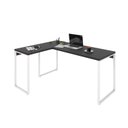 Ver imagem 4 de Escrivaninha Mesa Escritório em L Estilo Kuadra 120cm Industrial Preto Ônix e Branco Chess