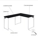 Ver imagem 5 de Escrivaninha Mesa Escritório em L Estilo Kuadra 120cm Industrial Preto Ônix e Branco Chess