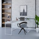 Ver imagem 1 de Escrivaninha Mesa Escritório em L Estilo Kuadra 120cm Industrial Snow e Branco Chess