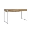 Ver imagem 6 de Escrivaninha Mesa Escritório Kuadra 2 Gavetas 135cm Industrial Carvalho e Branco Marrom