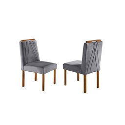 Conjunto Sala de Jantar 6 Lugares Mesa Lisy Madeira Maciça e 6 Cadeiras Safira Móveis Mundial - 6
