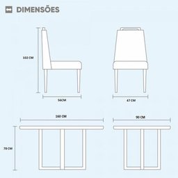 Conjunto Sala de Jantar 6 Lugares Mesa Lisy Madeira Maciça e 6 Cadeiras Safira Móveis Mundial - 3