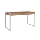 Ver imagem 6 de Escrivaninha Mesa Escritório Kuadra 2 Gavetas 135cm Industrial Lamina Mel e Branco Marrom