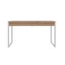 Ver imagem 2 de Escrivaninha Mesa Escritório Kuadra 2 Gavetas 135cm Industrial Lamina Mel e Branco Marrom