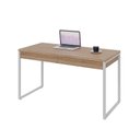 Ver imagem 4 de Escrivaninha Mesa Escritório Kuadra 2 Gavetas 135cm Industrial Lamina Mel e Branco Marrom