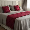 Ver imagem 1 de Peseira Drapeada Veludo Luxo 2,40x0,50m Dupla Face cama queen Bordo