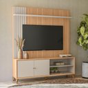 Ver imagem 3 de Painel Home com Nicho TV Suporte LED Off White Jequitibá Amadeirado 187cm Valença