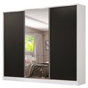 Ver imagem 2 de Guarda-Roupa Casal 100% MDF Madesa Royale 3 Portas de Correr com Espelho Branco/Preto Cor:Branco/Pre