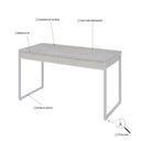 Ver imagem 5 de Escrivaninha Mesa Escritório Kuadra 2 Gavetas 135cm Industrial Snow e Branco Chess