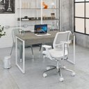 Ver imagem 7 de Escrivaninha Mesa Escritório Kuadra 2 Gavetas 135cm Industrial Snow e Branco Chess