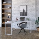 Ver imagem 1 de Escrivaninha Mesa Escritório em L Estilo Industrial 135x150cm Kuadra