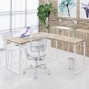 Ver mais imagens de Escrivaninha Mesa Escritório em L Estilo Kuadra 135cm Industrial Carvalho e Branco Marrom