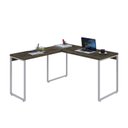 Ver imagem 4 de Escrivaninha Mesa Escritório em L Estilo Kuadra 135cm Industrial Carvalho Dark e Branco Chess Marrom