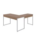 Ver imagem 6 de Escrivaninha Mesa Escritório em L Estilo Kuadra 135cm Industrial Lamina Mel e Branco Marrom