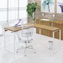 Ver mais imagens de Escrivaninha Mesa Escritório em L Estilo Kuadra 135cm Industrial Lamina Mel e Branco Marrom