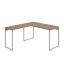 Ver imagem 2 de Escrivaninha Mesa Escritório em L Estilo Kuadra 135cm Industrial Lamina Mel e Branco Marrom