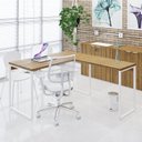 Ver mais imagens de Escrivaninha Mesa Escritório em L Estilo Kuadra 135cm Industrial Lamina Mel e Branco Marrom