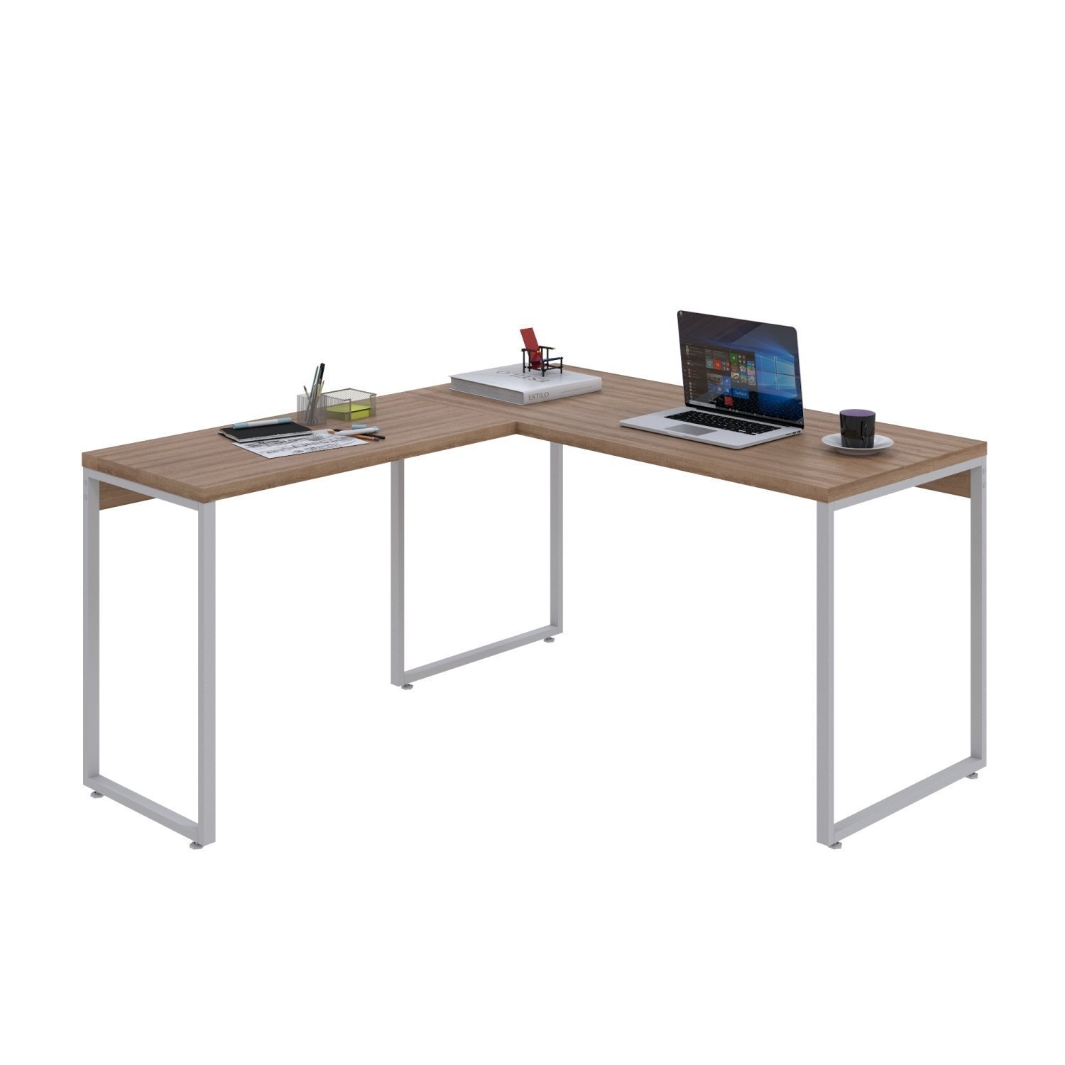 Mesa de Escritório em L Estilo Industrial 135x150cm Kuadra - 4