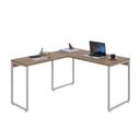 Ver imagem 4 de Escrivaninha Mesa Escritório em L Estilo Kuadra 135cm Industrial Lamina Mel e Branco Marrom