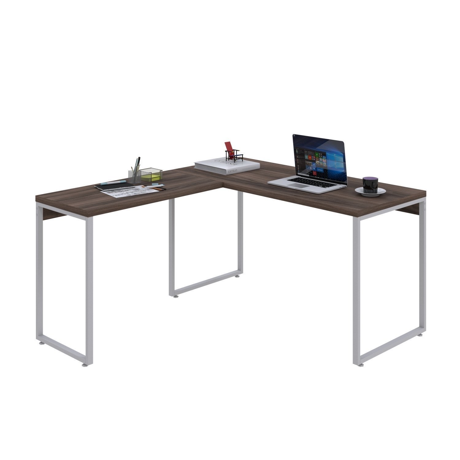 Mesa de Escritório em L Estilo Industrial 135x150cm Kuadra - 4