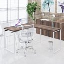 Ver mais imagens de Escrivaninha Mesa Escritório em L Estilo Kuadra 135cm Industrial Nogal e Branco Marrom