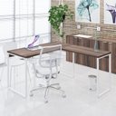 Ver mais imagens de Escrivaninha Mesa Escritório em L Estilo Kuadra 135cm Industrial Nogal E Branco