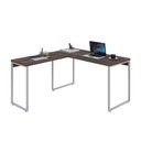Ver imagem 4 de Escrivaninha Mesa Escritório em L Estilo Kuadra 135cm Industrial Nogal e Branco Marrom