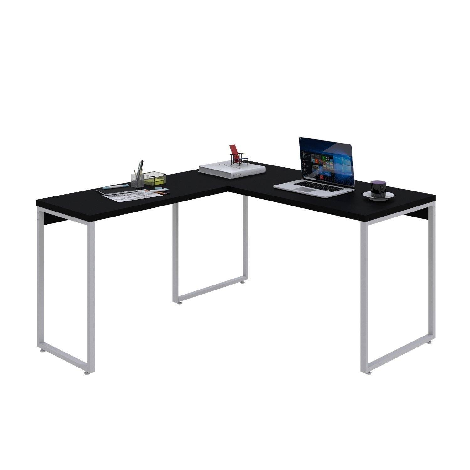Mesa de Escritório em L Estilo Industrial 135x150cm Kuadra - 4