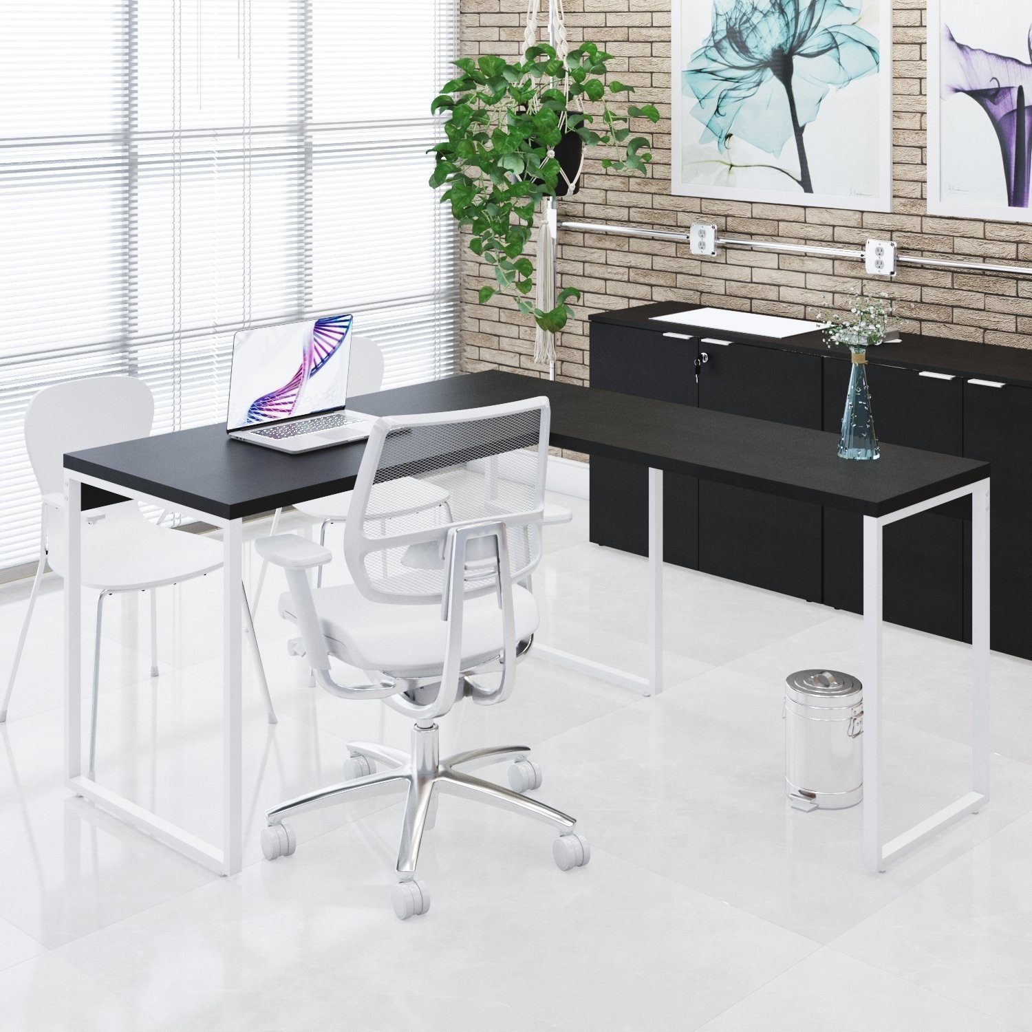 Mesa de Escritório em L Estilo Industrial 135x150cm Kuadra - 8