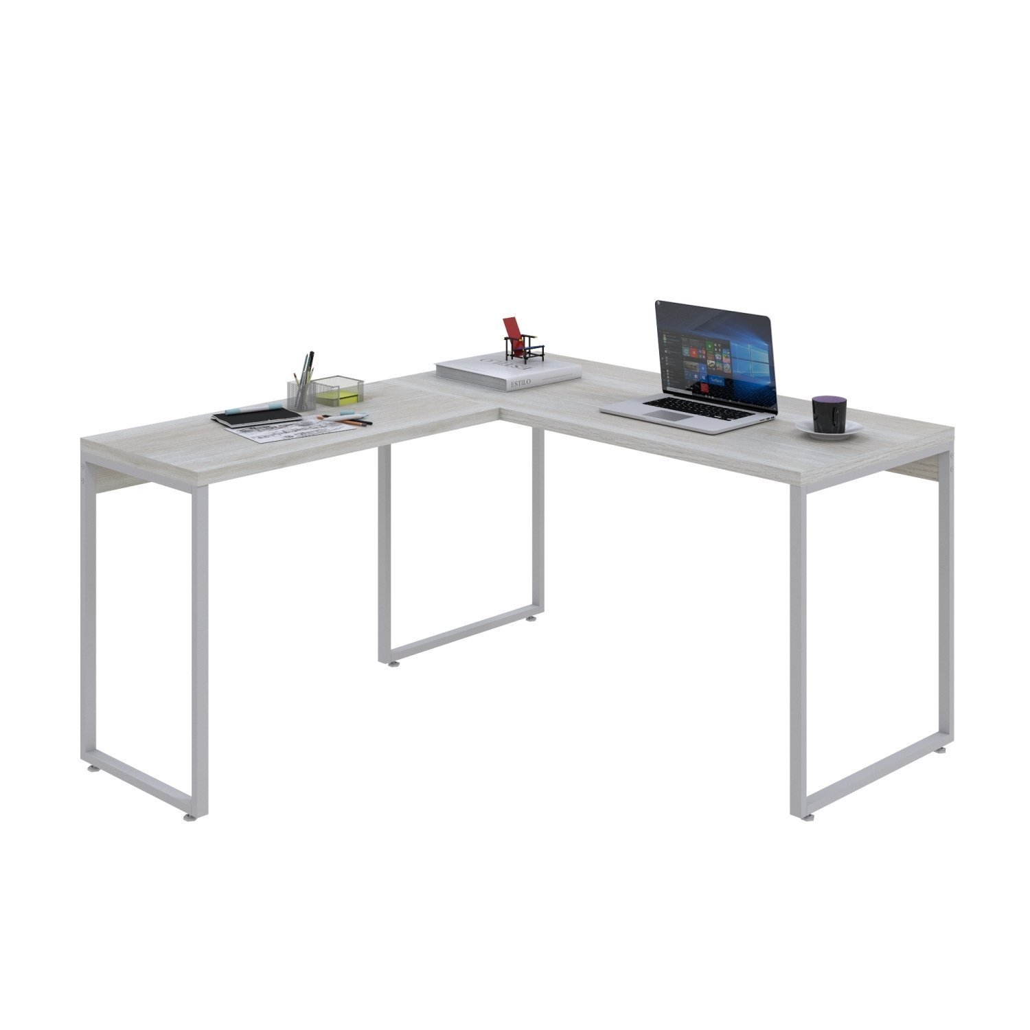 Mesa de Escritório em L Estilo Industrial 135x150cm Kuadra - 4