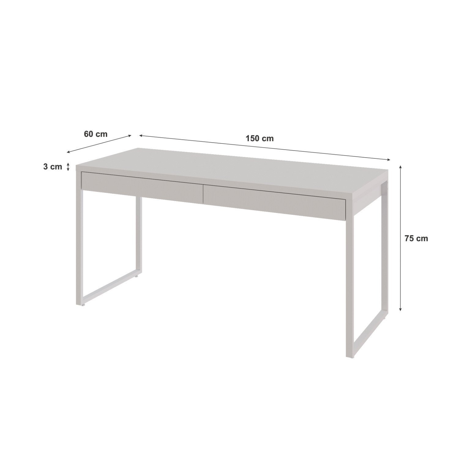 Mesa Para Escritório 150Cm 2 Gavetas Kuadra - 3