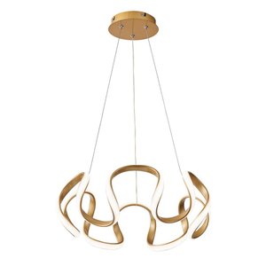 Lustre Pendente Moderno Curvas Led 50w Dourado 4000k 55cm Bivolt