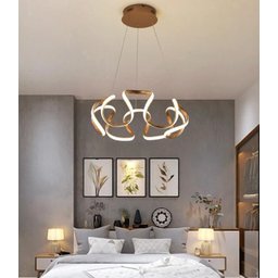 Lustre Pendente Moderno Curvas Led 50w Dourado 4000k 55cm Bivolt - 4