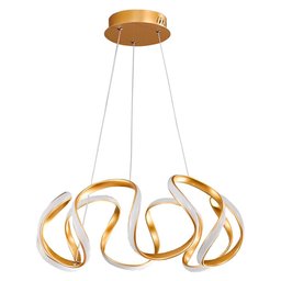 Lustre Pendente Moderno Curvas Led 50w Dourado 4000k 55cm Bivolt - 2