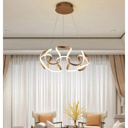 Lustre Pendente Moderno Curvas Led 50w Dourado 4000k 55cm Bivolt - 3