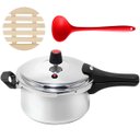 Ver imagem 1 de Panela de Pressão 3 Litros Antiaderente Fechamento Externo + Descanso Redondo + Concha de Silicone V